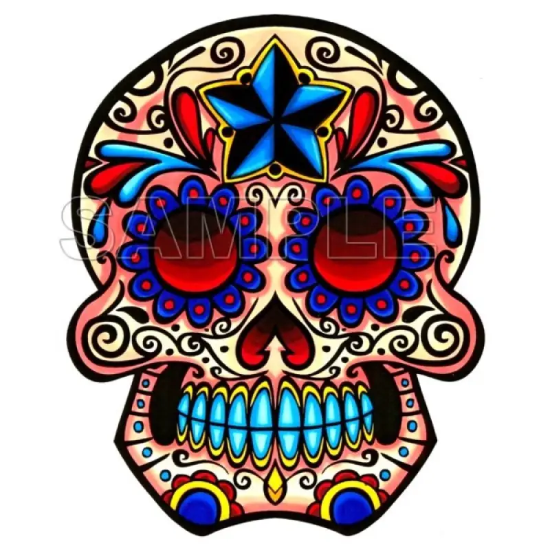 Day of the Dead  Día de Muertos Skull T Shirt Iron on Transfer Decal #7