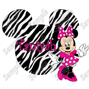 Disney World  Disneyland  Vacation Minnie Mouse zebra  Custom Personalized T Shirt Iron on Transfer Decal #60