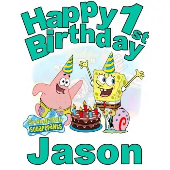 Happy Birthday SpongeBob SquarePants  Personalized Custom T Shirt Iron on Transfer Decal #1