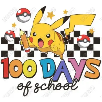 100 Days of School Pokemon T Shirt Iron on Transfer Decal 