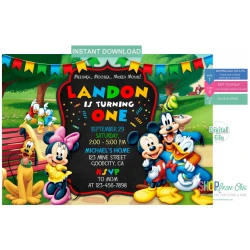 Mickey Mouse Clubhouse Birthday Invitations  Instant Download  Editable PDF + Free Thank You Card