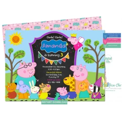 Peppa Pig Birthday Invitation Personalized George Pig  Digital Editable PDF + Free Thank You Card