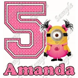 Despicable me Minion Girl   Birthday  Personalized  Custom  T Shirt Iron on Transfer Decal #93