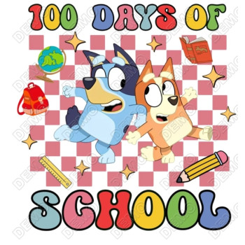 100 Days of School Bluey  DTF Iron on Transfer