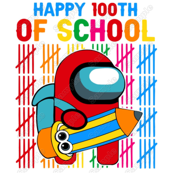 100 Days of School Among US T Shirt Iron on Transfer Decal 