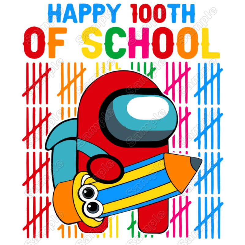 100 Days of School Among US T Shirt Iron on Transfer Decal