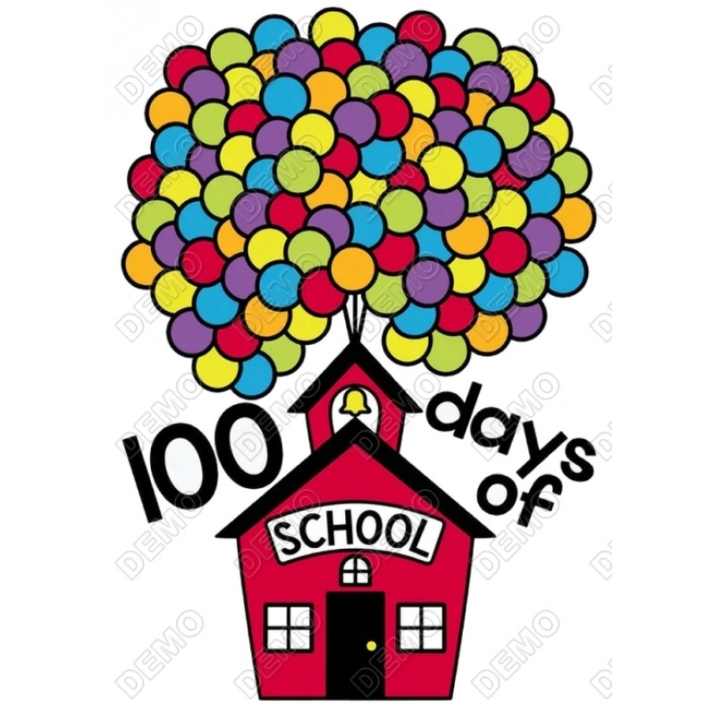 100 Days of School Balloons T Shirt Iron on Transfer Decal