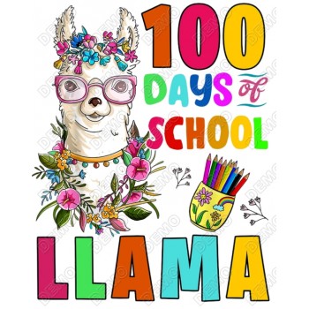 100 Days of School Lama T Shirt Iron on Transfer Decal 