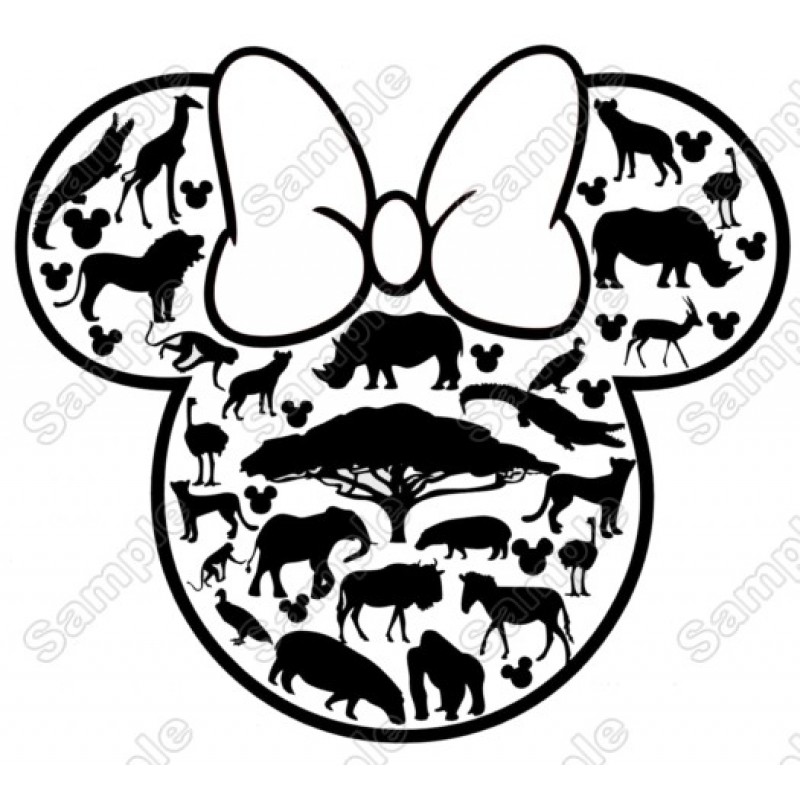 Disney  Animal Kingdom  Minnie  Mouse head Iron On Transfer Vinyl HTV