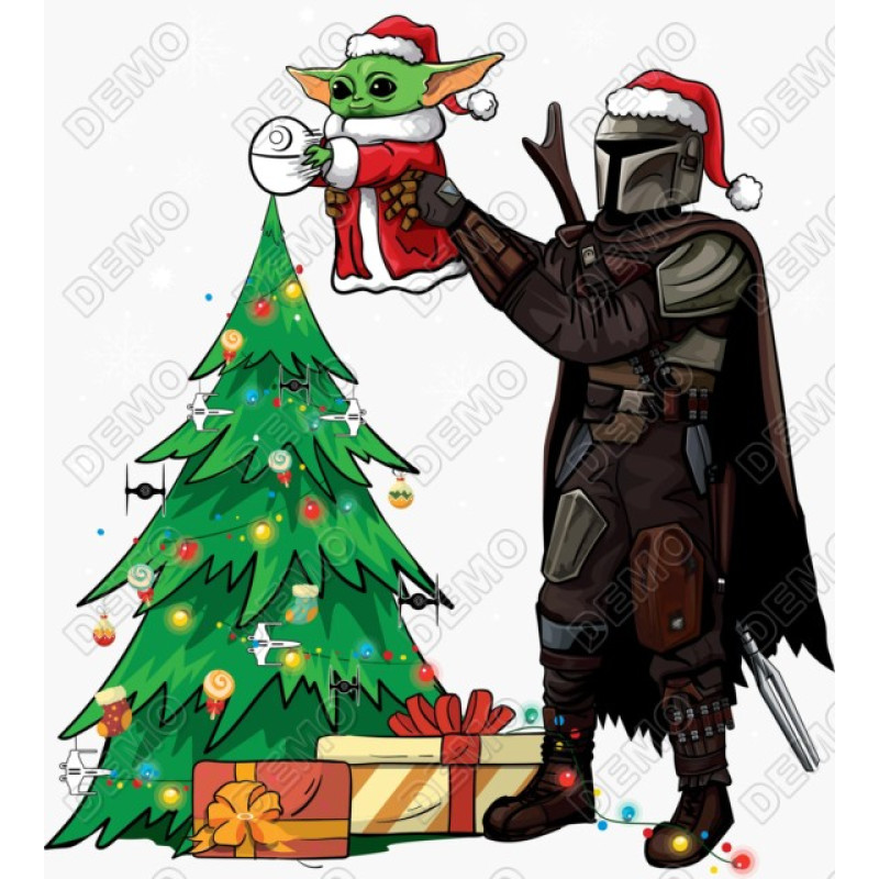 Christmas   Mandalorian  T Shirt Iron on Transfer Decal