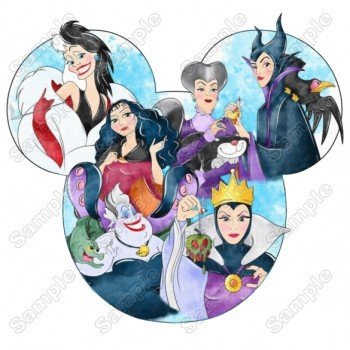 Disney Villains Mickey Ears T Shirt Heat Iron on Transfer Decal 