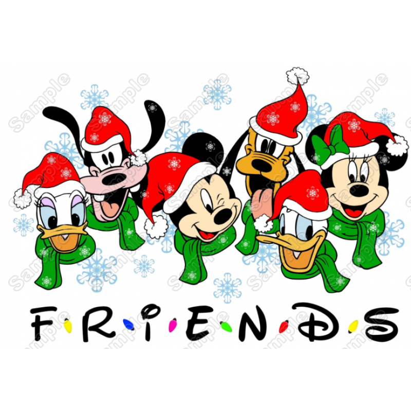 Christmas Disney  Characters Mickey Mouse T Shirt Iron on Transfer Decal