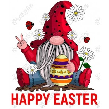 Happy Easter Gnome T Shirt Heat  Iron on Transfer Decal 