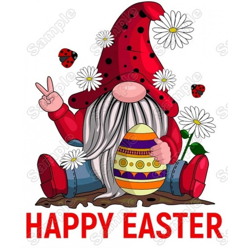 Happy Easter Gnome T Shirt Heat  Iron on Transfer Decal