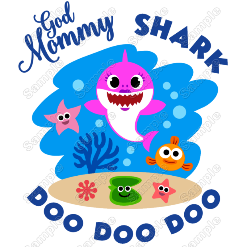 Baby Shark God Mommy T Shirt Iron on Transfer  Decal #1