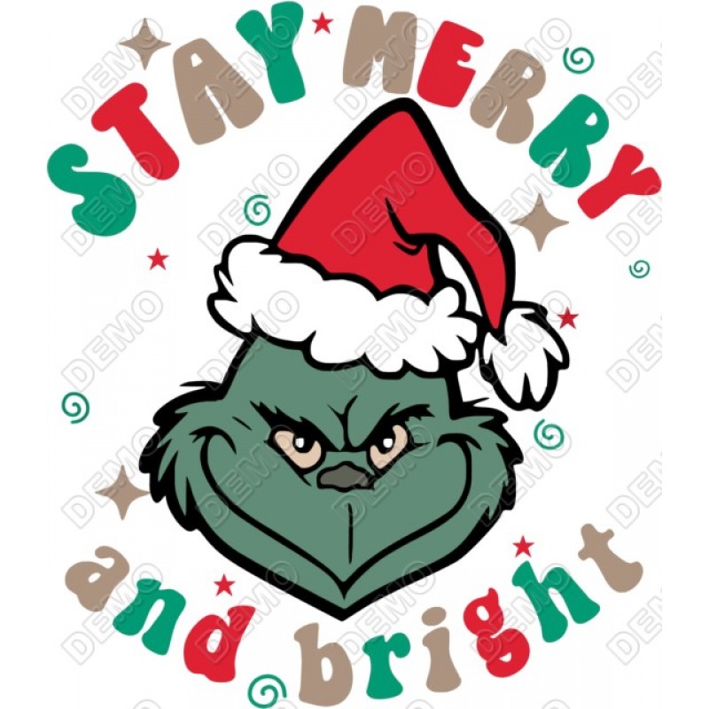 Christmas  Grinch  Stay Merry T Shirt Iron on Transfer Decal