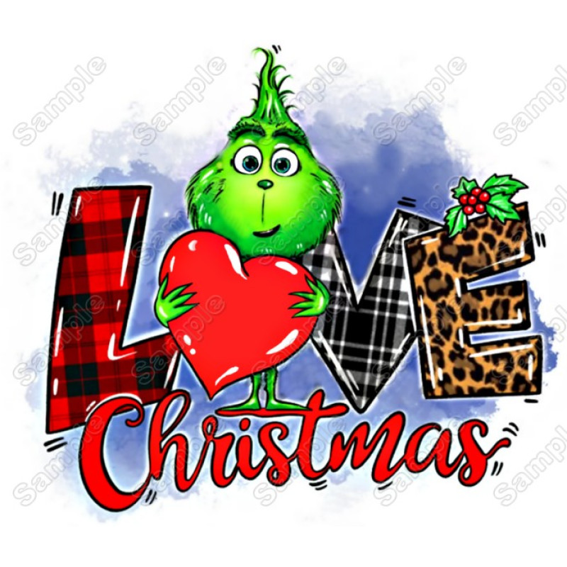 Grinch Love Christmas T Shirt Heat Iron on Transfer Decal