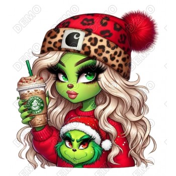 Grinch Girl  Christmas   T Shirt Iron on Transfer Decal #2