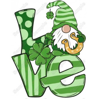 Saint Patrick's Day Gnome Love T Shirt Heat  Iron on Transfer Decal 