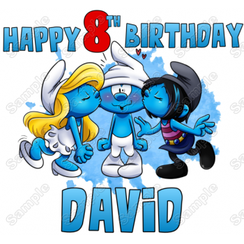 Smurf Birthday Custom Name Age  T Shirt Iron on Transfer Decal by www.shopironons.com