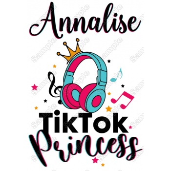 Tik Tok Princess Custom Name T Shirt Iron On Transfer