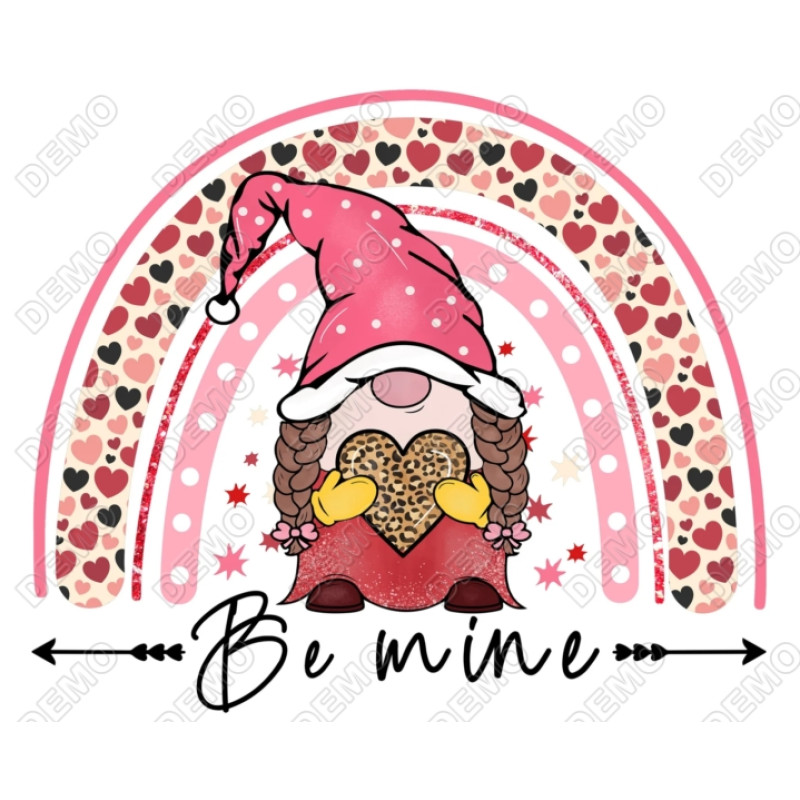 Valentines Gnome Be Mine T Shirt Heat Iron on Transfer