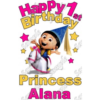 Agnes Despicable me Birthday Princess  Personalized   T Shirt Iron on Transfer #17