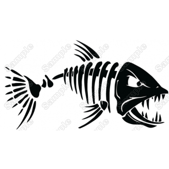 Angry Fish Skeleton  Iron On Transfer Vinyl HTV