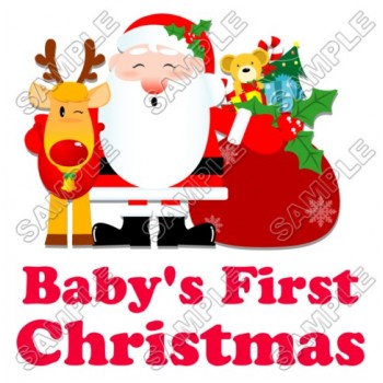 Baby's First  Christmas T Shirt Iron on Transfer Decal #69