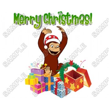 Christmas  Curious George T Shirt Iron on Transfer Decal #81