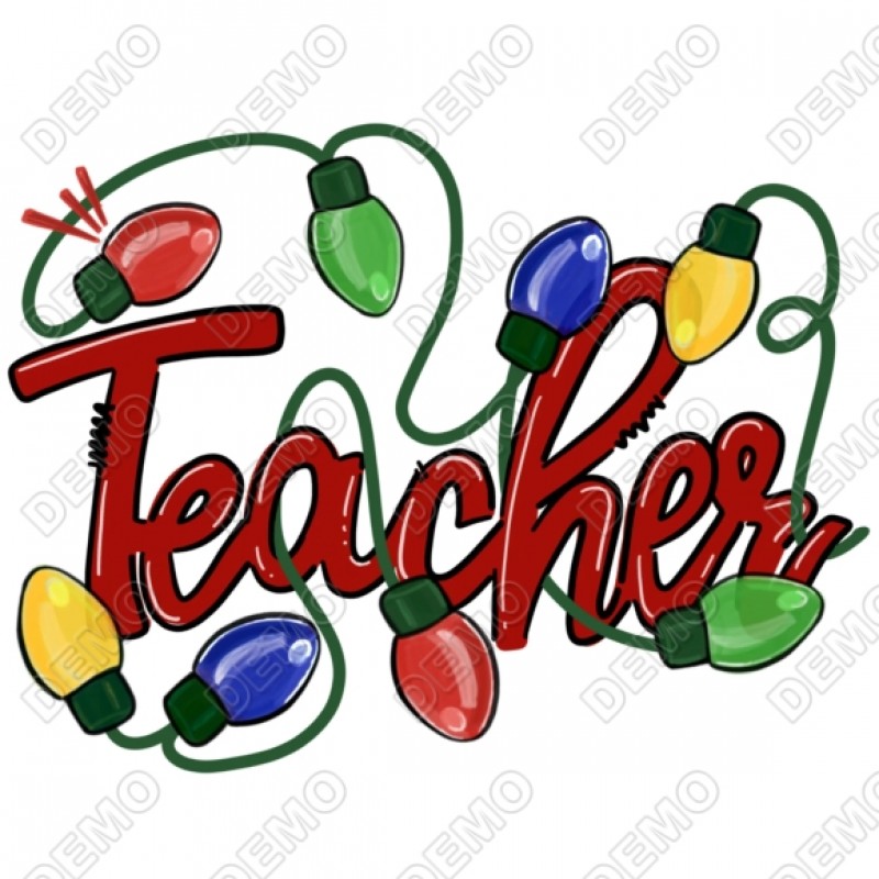 Christmas Lights Teacher  T Shirt Heat Iron on Transfer Decal