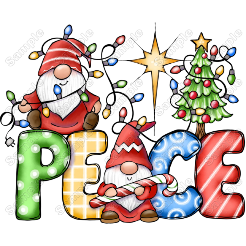 Christmas Gnomes Peace T Shirt Iron on Transfer Decal