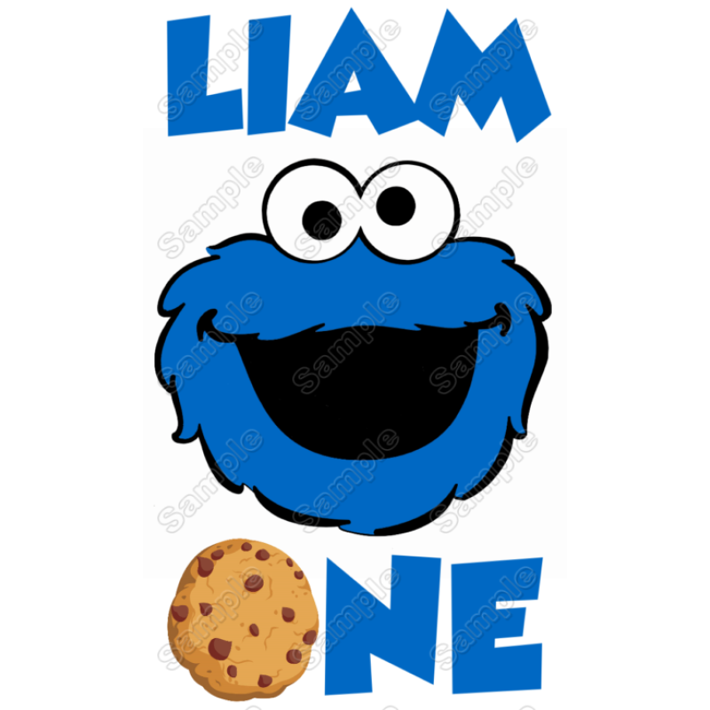 Cookie  Monster Custom  Name T Shirt Iron on Transfer