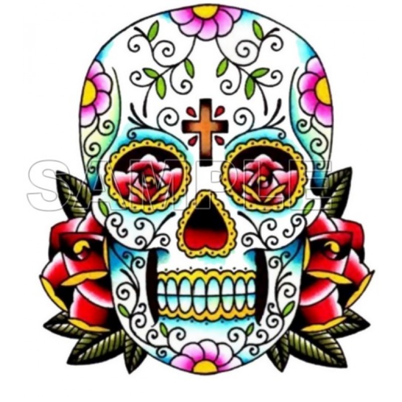 Day of the Dead  Día de Muertos Skull T Shirt Iron on Transfer Decal #8