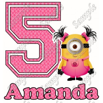 Despicable me Minion Girl   Birthday  Personalized  Custom  T Shirt Iron on Transfer Decal #93