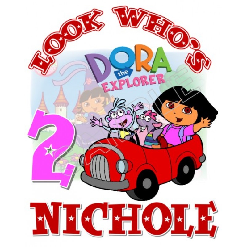 Dora  Birthday Personalized Custom T Shirt Iron on Transfer Decal #24