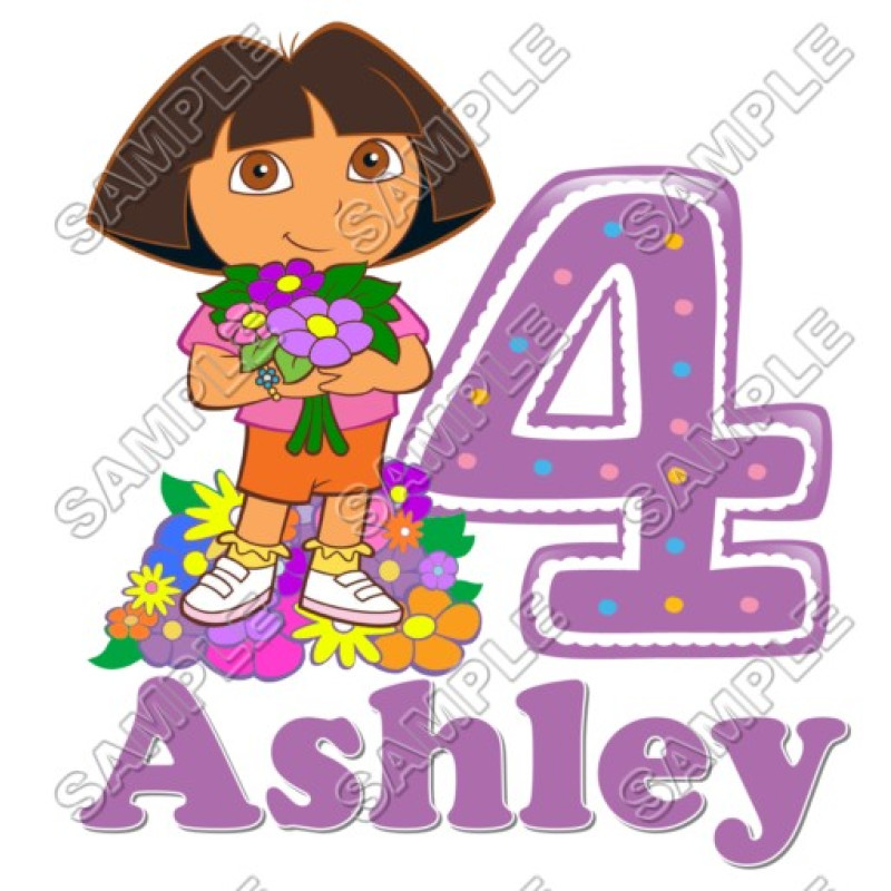 Dora  Birthday  Personalized  Custom  T Shirt Iron on Transfer Decal #27