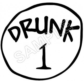 Dr.Seuss  ~  Cat in the Hat  ~  Drunk 1, 2, 3..  T Shirt Iron on Transfer Decal #1