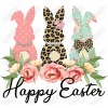 Happy Easter Bunnies T Shirt Heat Iron on Transfer Decal 