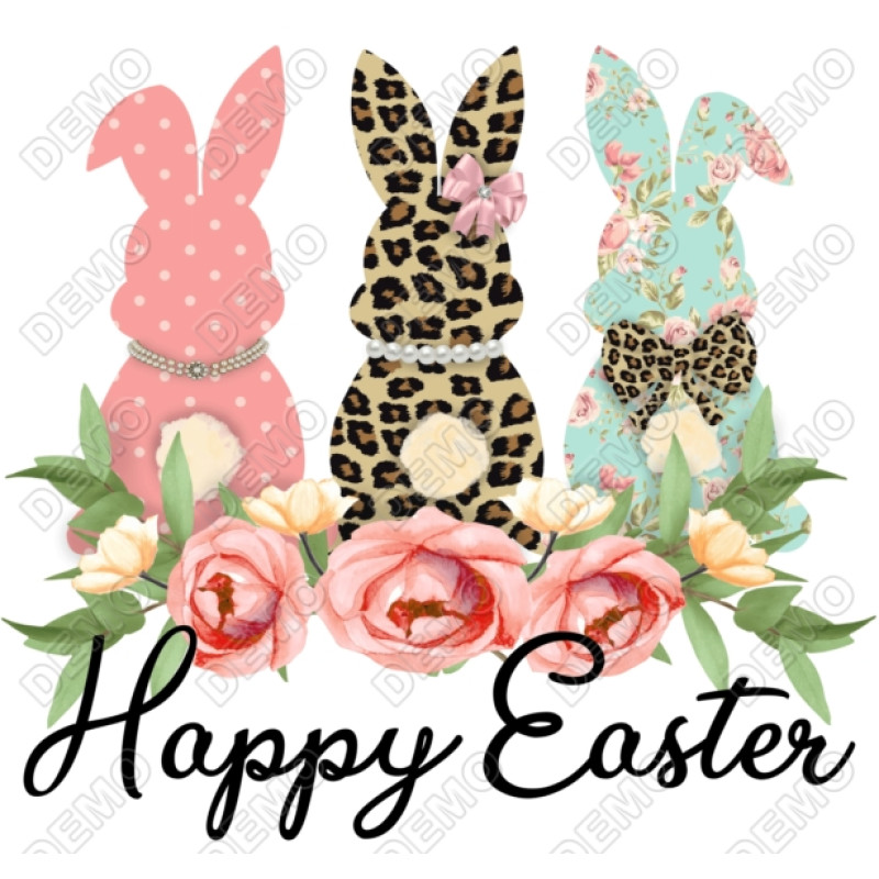 Happy Easter Bunnies T Shirt Heat Iron on Transfer Decal