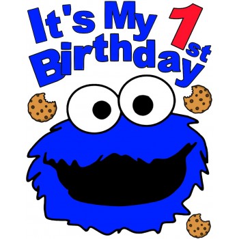 Cookie Monster Custom Age Birthday T Shirt Iron on Transfer 