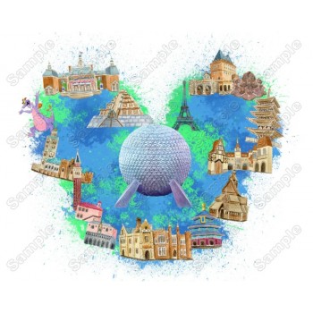 Epcot Mickey ears Disney vacation  Heat  Iron on Transfer  Decal 