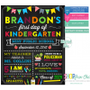 First Day Of Kindergarten School Chalkboard Sign Reusable Printable Editable PDF