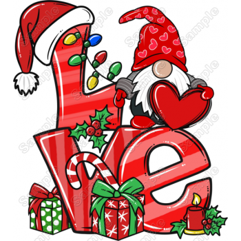  Christmas Gnomes Love T Shirt Iron on Transfer Decal 