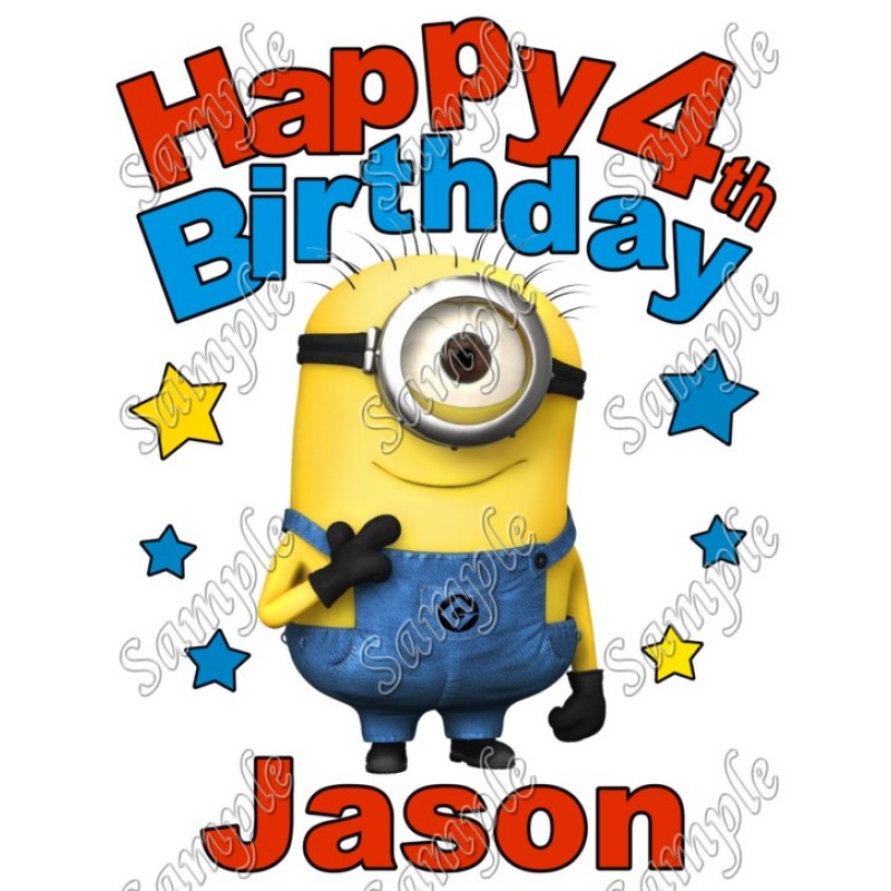 Happy Birthday  Minion Despicable Me Personalized Custom T Shirt Iron on Transfer Decal #6