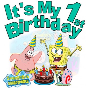 Happy Birthday SpongeBob SquarePants  Personalized Custom T Shirt Iron on Transfer Decal #2