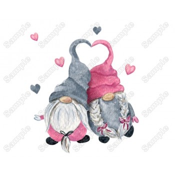 Valentine Gnomes  Heat  Iron on Transfer  Decal 