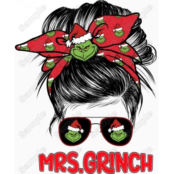 Mrs.Grinch Christmas  T Shirt Heat Iron on Transfer Decal 