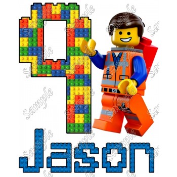 Lego Movie Emmet  Birthday  Personalized  Custom  T Shirt Iron on Transfer Decal #18