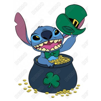 Lilo & Stitch St. Patrick's  Lucky   T Shirt Heat Iron on Transfer #2